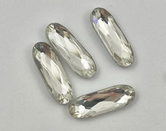 7x21mm Glass “Oval” Rectangle Shape with Pointed Back. Crystal Color. 4 qty per Pack. / 108422-CRY