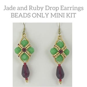 Jade and Ruby Drop Earrings BEADS ONLY Mini Kit / 106348