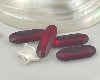 7x21mm Glass “Oval” Rectangle Shape with Pointed Back. Dark Siam Color. 4 qty per Pack. / 108422-DKSI
