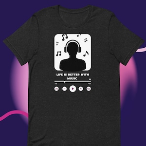 Maglietta per amanti della musica Floating Notes in scatola quadrata, grafica per audiofili e estetica rilassante