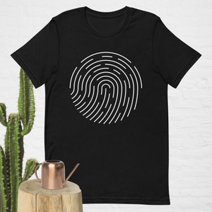 幾何学的な指紋Tシャツ モダンでスタイリッシュなデザイン 快適なコットンTシャツ ユニークでトレンディなカジュアルウェア 男性、女性、ファッションに最適なギフト