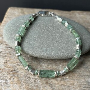 Green Kyanite Bracelet, Karen Hill Tribe Silver Kyanite Adjustable Bracelet