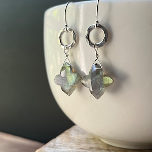 Labradorite Earrings, Sterling Silver Labradorite Earrings