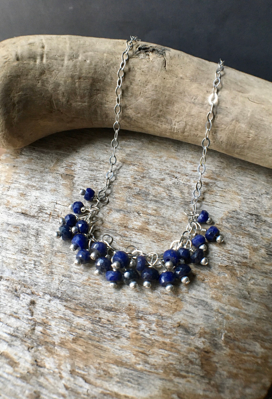 Sapphire Necklace Sterling Silver Sapphire Necklace Gemstone Etsy