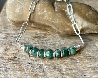 Emerald Bracelet, Silver Gemstone Bracelet