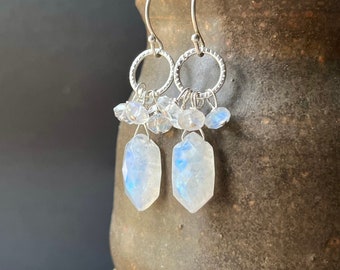 Moonstone Earrings, Sterling Silver Moonstone Earrings