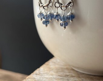 Blue Kyanite Earrings: Sterling Silver Gemstone Chandelier Earrings