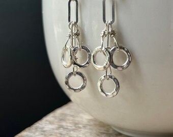 Karen Hill Tribe Earrings, Silver Circle Earrings