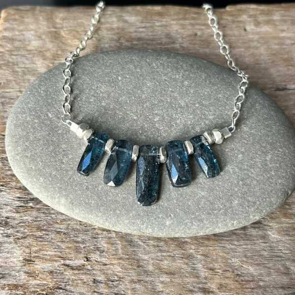 Moss Kyanite Necklace, Silver Kyanite Necklace