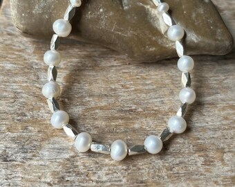 Freshwater Pearl Bracelet: Hill Tribe Silver Adjustable Chain