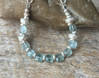 Light Blue Kyanite Bracelet: Hill Tribe Silver, Adjustable