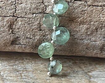 Green Kyanite Necklace: Sterling Silver Gemstone Adjustable Necklace