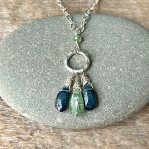 Green Kyanite Moss Kyanite Necklace, Sterling Silver Kyanite Pendant Necklace