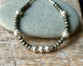 Hill Tribe Silver Pyrite Bracelet: Adjustable Bracelet