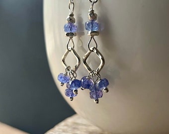 Tanzanite Earrings, Silver Gemstone Earrings