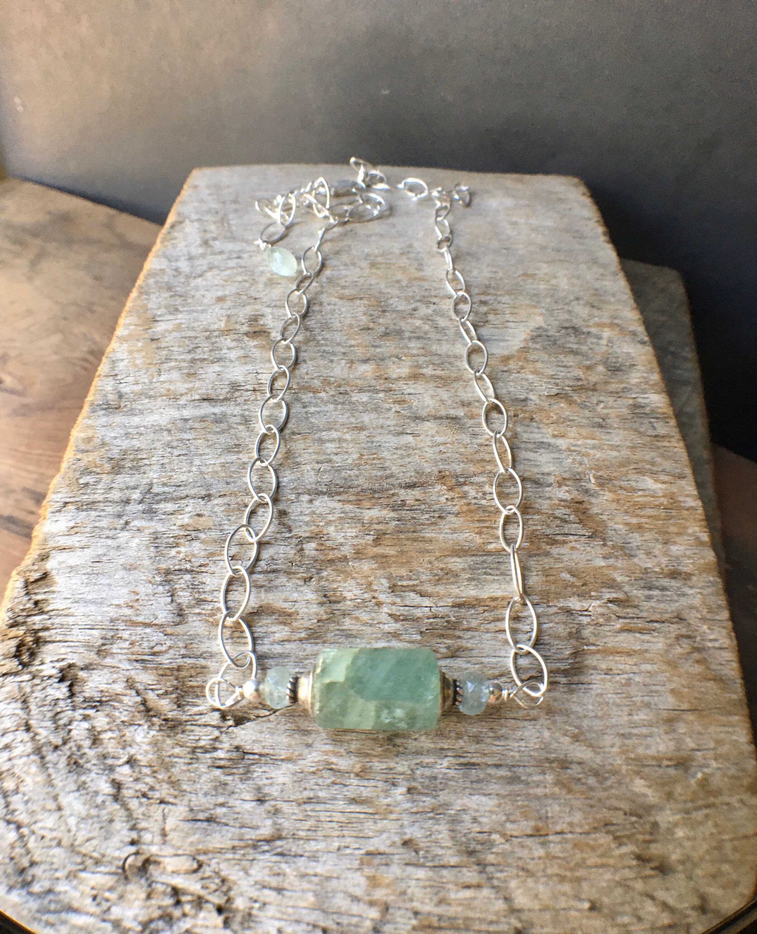 Aquamarine Necklace Sterling Silver Aquamarine Necklace | Etsy