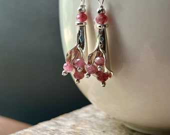 Pink Tourmaline Earrings, Sterling Silver Tourmaline Earrings