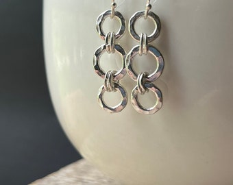 Hill Tribe Silver Earrings, Silver Circle Earrings