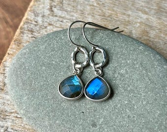 Labradorite Earrings: Sterling Silver Dangle Earrings