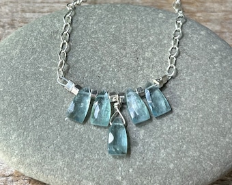 Pale Blue Kyanite Sterling Silver Necklace: Adjustable Gemstone Jewelry