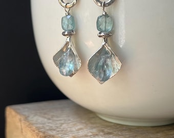 Pale Blue Kyanite Earrings: Sterling Silver Gemstone Statement Earrings