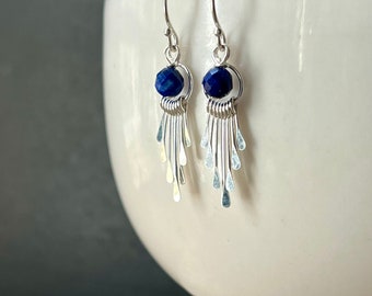 Lapis Lazuli Earrings, Sterling Silver Lapis Earrings