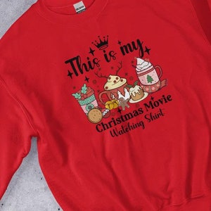 Festive Movie Watching Unisex Sweatshirt, Christmas Jumper, Cozy Winter Shirt, Holiday Film Lover Gift
