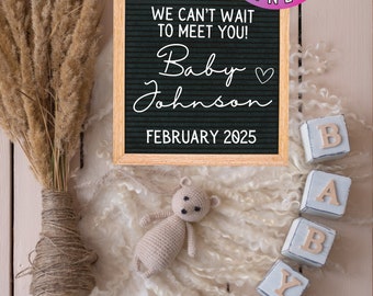 Beige Gender Neutral | Pregnancy Announcement | Simple Rustic Farmhouse Design | Editable Instant Digital Download