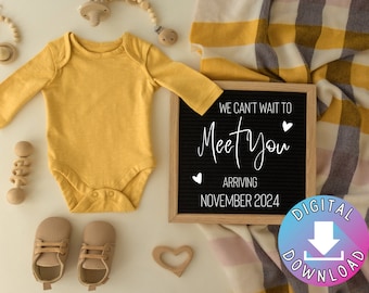Gender Neutral | Yellow Onesie | Pregnancy Announcement | Simple Design | Editable Instant Digital Download