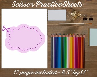 Cutting Scissor Skills Practice Sheets | 17 Sheets Included | Toddler Prek Elementary School | Easy to Print | Digital Download for Teachers