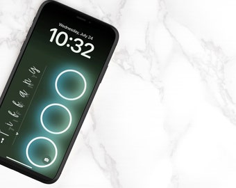 Glowing Circles Personalized Name iPhone Wallpaper Lock Screen | Custom Name | Simple Design | Digital Download
