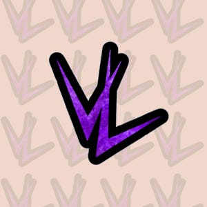 May include: Purple dinosaur footprint with a black outline. The footprint is on a light pink background with a pattern of smaller pink footprints.