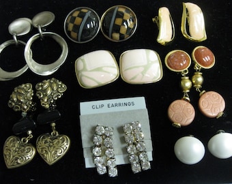 8 Vintage Boutique Clip Earrings Screw Back Jewelry SALE Lot Complete Pairs Reduced Exc Cond