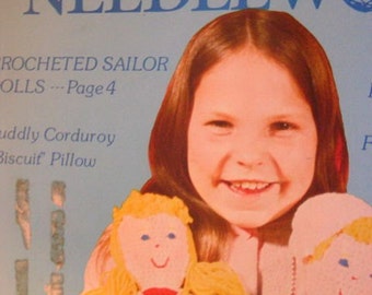 Vintage 1977 Popular Needlework Magazine Dolls Crochet Pillows Hats Embroidery Patterns Rugs Sewing