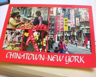 Vintage Multi Scened Chinatown New York City Postcard PC Collectible Altered Art