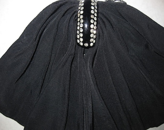 Vintage Mad Men Black Plastic Rhinestone Button Scarf Bow File Fabric