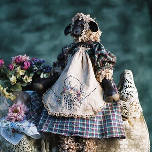 Penelope - Cloth Doll E-Pattern - 22 inch Primitive Girl Sheep Lamb