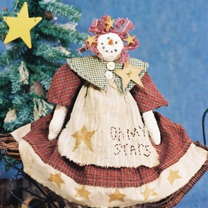 Oh My Stars - Cloth Doll E-Pattern 19in Country Holiday Snowgirl Snowman epattern
