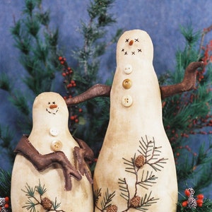 Pines and Needles - Cloth Doll E-Pattern  Unique Primitive Country Snowmen