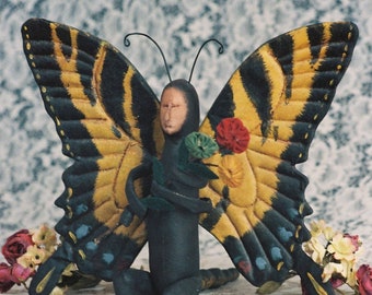 Swallowtail - Cloth Doll E-Pattern - Beautiful 12 in Butterfly Art Doll epattern