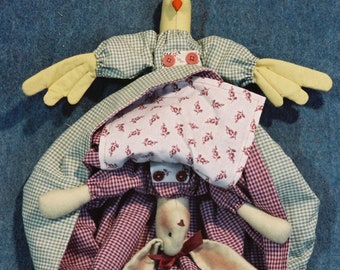 Bunny/Chick Topsy Turvy Dolls - Cloth Doll E-Pattern Bunny Rabbit and Chick topsy turvy doll