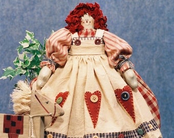 Annie - Cloth Doll E-Pattern - 23in Raggedy Ann Doll E-pattern
