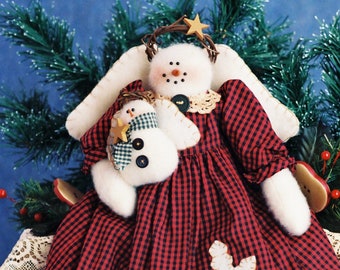 Snowflake and Little Flurry - Mailed Cloth Doll Pattern Holiday Snow Angel with Baby