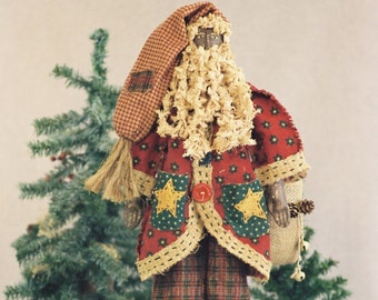 Pere Noel - Mailed Cloth Doll Pattern  24in Black Folk Art Santa