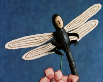 Dragonfly - Mailed Cloth Doll Pattern - Dragon Fly Bug Doll on Stand