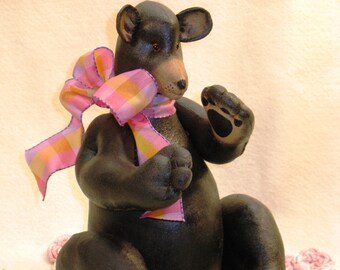 Black Bear Mailed Cloth Doll Pattern - Adorable 10in Doll