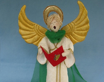 Hark the Herald Angel - Mailed Cloth Doll Patterns 19inch Christmas Caroling Angel Free Standing Stump Doll