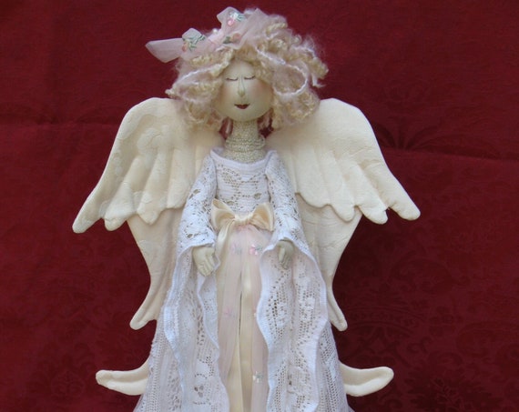 Heavenly Angel - Cloth Doll E-Pattern- 18in Beautiful Holiday Lace Heavenly Angel free standing stump doll