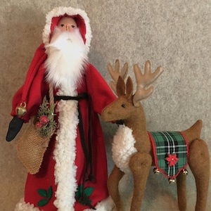 Santa with Reindeer Epattern Cloth Doll Christmas Holiday Instant download PDF Decoration