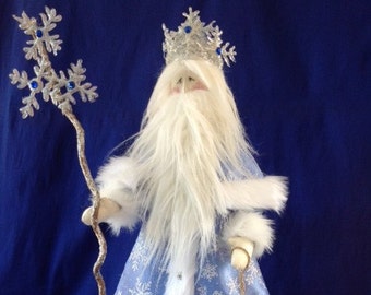 Old Man Winter Santa - Poupée en tissu E-Pattern Holiday Free Standing Stump Doll Art Doll